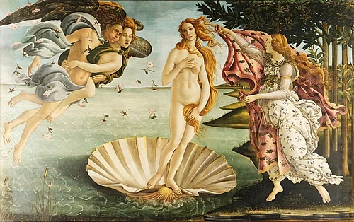 Botticelli's The Birth of Venus c. 1485–1486, oil on canvas, Uffizi, Florence)—a revived Venus Pudica for a new view of pagan Antiquity—is often said to epitomize for modern viewers the spirit of the Renaissance.[3]