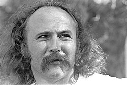 Following his dismissal from the band in 1967, David Crosby (pictured in 1976) was critical of Roger McGuinn's decision to recruit new band members, while continuing to use the Byrds name.