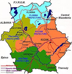 Map of Western Macedonia region