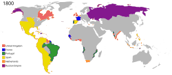 World empires and colonies in 1800