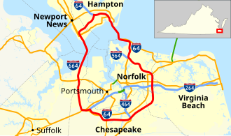 Map of the Hampton Roads Beltway