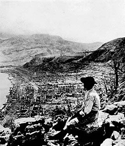The ruins of Saint-Pierre after the 1902 eruption