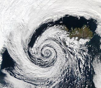 An extratropical cyclone near Iceland