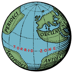 The Terrestrial Sphere of Crates of Mallus (c. 150 BCE), showing the region of the antipodes in the southern half of the western hemisphere