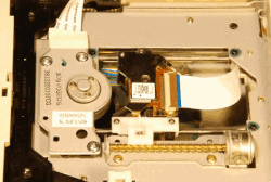 The movement of the laser enables reading at any position of the CD.