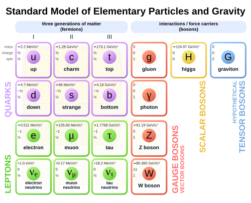 The Standard Model of elementary particles + hypothetical Graviton