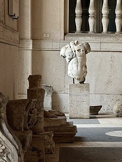Atrium of the American Academy in Rome, featuring a Polykletian male torso