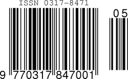 ISSN with an EAN-2 addon representing issue number 5.