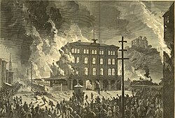 Burning of Union Depot during the Pittsburgh railroad strike of 1877