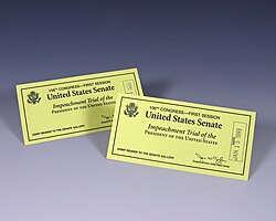 Tickets dated January 14 and 15, 1999, for President Bill Clinton's impeachment trial that were given to former President Gerald Ford