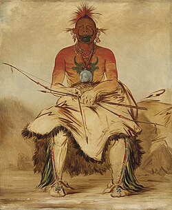 Pawnee warrior, painting by George Catlin, 1832