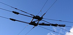 Trolleybus wire switch