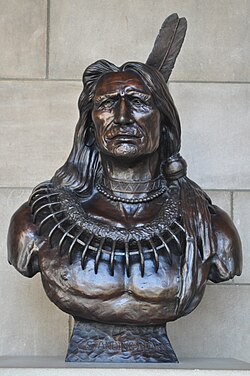 A bust of Standing Bear, created by Ted Long in 1980 to commemorate Standing Bear being a member of the Nebraska Hall of Fame.