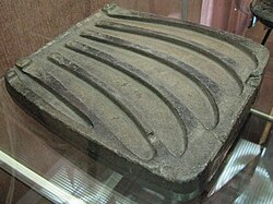 Sometimes production in series has obvious benefits, as is the case with this 5-sickle casting mould from the Bronze Age on show at a museum in Yekaterinburg, Russia.