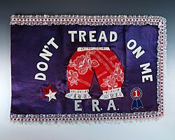 A handmade flag given to Betty Ford that demonstrates her support for the Equal Rights Amendment