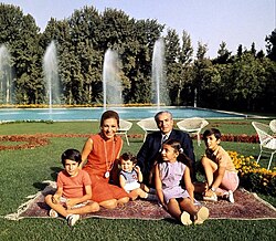Farah and Mohammad Reza with their four children, 1973