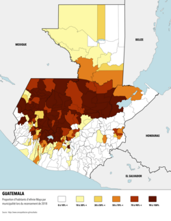 Percentage of people who identify as Mayan, by municipality (2018)