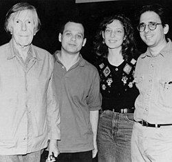 Cage with composers David Lang, Julia Wolfe, and Michael Gordon in 1982
