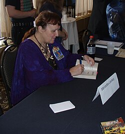 Lackey signing autographs at CONvergence, 2008