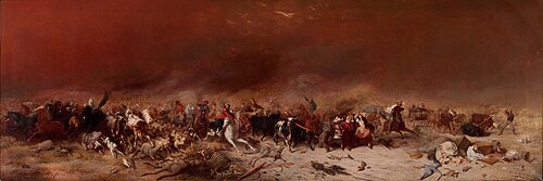 A depiction of the 1851 Black Thursday bushfires in Victoria
