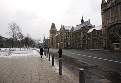 The buildings of the University of Manchester and the Manchester Museum in Oxford Road