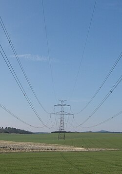 Overhead conductors carry electric power from generating stations to customers.