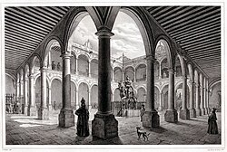 Interior of the Royal and Pontifical University of Mexico, lithograph by Pietro Gualdi, 1840