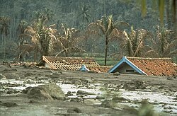 A lahar from the 1982 eruption of Galunggung.