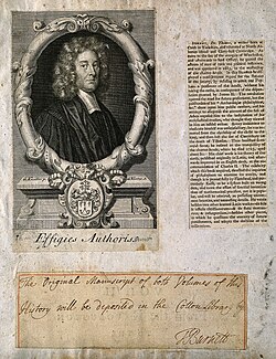 Portrait of Burnet, with handwritten note