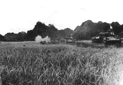 The French deployed a small number of M24 Chaffee light tanks (US supplied) during the battle which they nicknamed "Bisons". The Viet Minh countered these with heavy artillery and rocket-propelled grenade launchers (RPGs).