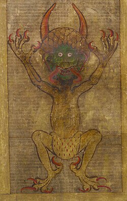 Illustration of the Devil on Codex Gigas, early thirteenth century