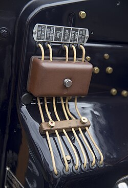 A Bosch fuse box for porcelain fuses in a 1933 Alfa Romeo 6C 1750