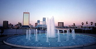 The Friendship Fountain and downtown Jacksonville in 1982