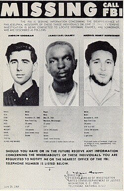 Goodman, Chaney, and Schwerner were three civil rights workers abducted and murdered by members of the Ku Klux Klan.