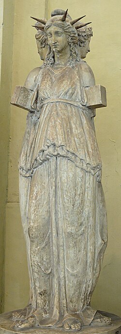 The Hecate Chiaramonti, a Roman sculpture of triple-bodied Hecate, after a Hellenistic original (Museo Chiaramonti, Vatican Museums)