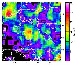 Predicting the effects of deforestation on rainfall in Brazil, an example of land change modeling.