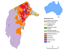 A graphic description of land use in the Australian Capital Territory as of 2017. Colours represent different uses.