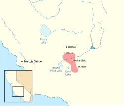 Yowlumne territory at the time of the arrival of the Spanish