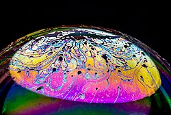 A single light soap bubble photograph taken under macro photography
