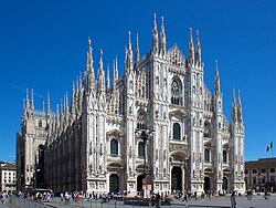 The Milan Cathedral is a Gothic style cathedral in Italy