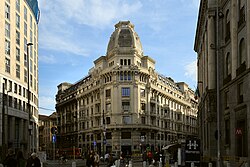 Palazzo Meroni was designed in an eclectic style with strong Art Nouveau and Beaux-Arts influences