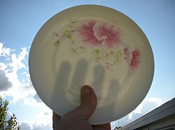 Demonstration of the translucent quality of porcelain