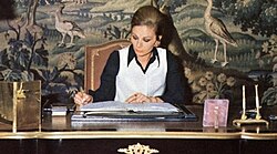 The Empress in her office in Tehran, c. 1970s