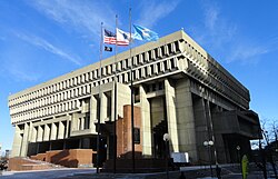 Boston City Hall (1968) is a Brutalist design constructed largely of precast and poured-in-place concrete.