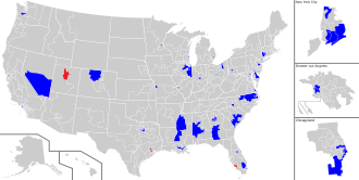 A map of congressional districts represented by Black representatives in the 118th Congress