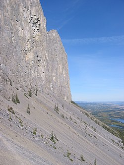 Talus at the bottom of Mount Yamnuska, Alberta, Canada