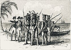 Illustration of the arrest of Hillis Hadjo and Homathlemico at St. Mark's