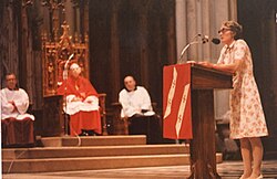 Elisabeth Kubler-Ross speech attended by Cardinal Terence Cooke, 1970's