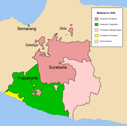 The shattered kingdom, Mataram in 1830, after the Java War.