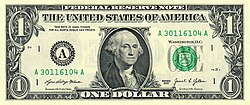 Obverse of a US$1 bill